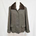 #wnc レリアン Leilian コート 17+ 茶系 ツイード カシミア ジャケット ミンクファー 大きいサイズ レディース [787262]