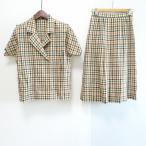 #snc Dux DAKS выставить 9R бежевый темно-синий orange лен . проверка короткий рукав do Ла Манш двойной плиссировать длинный женский [828960]