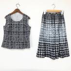 #snc Leilian Leilian выставить 7 чёрный белый серый тысяч птица .. рисунок безрукавка плиссировать боковой застежка-молния женский [837129]