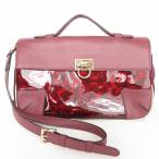 #anb 銀座かねまつ ショルダーバッグ ハンドバッグ 2WAY ワインレッド エナメル スエード調 レディース [844007]