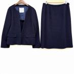 #anc ネミカ レリアン NEMIKA by Leilian スカートスーツ 13+ 紺色 セットアップ ノーカラー 大きいサイズ レディース [857436]