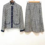 #anc Leilian Leilian выставить 9 синий серия белый кремовый цвет юбка костюм твид Denim style необычность материалы бахрома женский [888017]