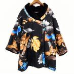 #wncre владелец -ruLEONARD пальто 9R чёрный мульти- цветочный принт с хлопком подкладка боа шелк женский [895415]