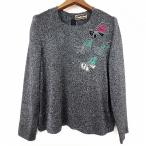 #wnc サイトウトヨコ 斉藤都世子 カットソー 黒 シルバー ニット ラメ ラインストーン 蝶 バックジップ レディース [902500]