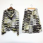 #ancma dam jo темно синий daMADAMJOCONDE выставить 38 чай желтый цвет белый две части рисунок оборка боковой застежка-молния женский [909443]