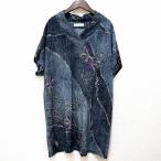 #snc 詩仙堂 ヒトシタムラ HITOSHI TAMURA チュニック 青系 デニム柄 和柄 ドルマン 日本製 レディース [909719]
