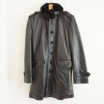 ショッピングバーバリー #wnc バーバリーブラックレーベル BURBERRYBLACKLABEL コート M 黒 中綿 レザー 羊革 牛革 ラビットファー ベルト付き メンズ [913405]