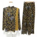 #ancsisendou поэзия ..hitosi Tamura выставить две части желтый цвет серия светло-коричневый тон цветочный принт с высоким воротником крепдешин женский [914267]