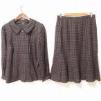 #wnc Leilian Leilian выставить юбка костюм 13+ светло-коричневый тон чёрный синий проверка золотой кнопка шелк используя большой размер женский [945181]