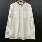 #anc ドルチェ&ガッバーナ DOLCE&GABBANA 長袖シャツ 43 白 黒 イタリア製 ノーカラー ポケット 刺繍 バイカラー メンズ [959428]