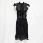 ショッピングディースクエアード #snc ディースクエアード DSQUARED2 ワンピース 40 黒 ラインストーン シースルー シルク 半袖 イタリア製 薄手 レディース [961419]