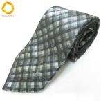 #ae Louis Vuitton LOUISVUITTON галстук чёрный gray silver в клетку .. рисунок . изношенный рисунок глянец шелк Италия производства мужской [980419] k01