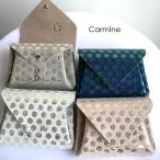 ショッピング水玉 carmine カーマイン 水玉　リトルドット 箔押し レザー ミニウォレット 折り財布 MWLD ゴールド/グリーン/ピンク/ベージュ