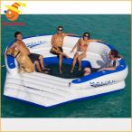 10 person for large interesting . swim ring several family .. group pair large boat float Mali Brown ji surface white swim ring Insta 