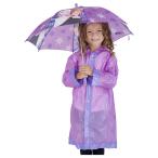 梅雨 対策 グッズ アナと雪の女王  子供用 傘 レインコート エルサ アナ プリンセス 女の子  通学 雨具 パープル ラベンダー