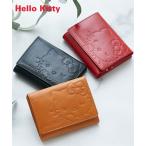 ファッション雑貨 ハローキティ HELLO KITTY 本革 ガバっと開く 二つ折 折財布 婦人財布 ウォーレット (アクアカルダ)