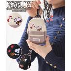 バッグ（鞄） スヌーピー SNOOPY PEANUTS バックパックデザイン カラビナ付 ポーチ イヤホン 小物入れ 小物 ウッド