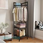 コーナーハンガーラック 2 段 / 3 段 スリムメタル製 洋服ラック 一人暮らし用 物干しスタンド 多機能衣類収納 ?衣架 寝室用 ボトムシェルフ付き