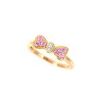 ポンテヴェキオ ピンキーリング 指輪 レディース ピンクゴールド ホワイトゴールド 18金 ピンクサファイア 0.16ct ダイヤモンド 0.02ct 4号 リボン アクトワン