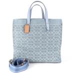 コーチ バッグ 中古 フィールドトート40 2WAYバッグ シグネチャーデニム CG023 ペールブルー 大きめトート レディース アクトワン