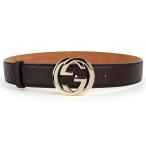  Gucci мужской ремень 85/34 Inter locking G темно-коричневый кожа Guccisima булавка пряжка akto one 