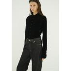 クラネ / CLANE チュールフロッキーシャツ | TULLE FLOCKY SHIRTS (BLACK)