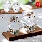 ショッピングオーナメント 津軽びいどろ オーナメント 親子ふくろう セット クリア 金箔入 日本製 化粧箱入 | おしゃれ プレゼント ギフト 贈答 ガラス インテリア 置物