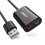 UGREEN USB オーディオ 変換アダプタ 外付け サウンドカード USB 3.5mm ミニ ジャック ヘッドホン・マイク端子 高音?