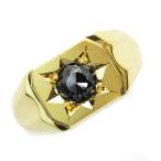 ブラックダイヤモンド 印台 メンズリング 0.8〜0.9ct ファンシーカット/ローズカット 18金 K18 鑑別書付 ブラックダイヤ ダイヤリング メンズ リング 男性