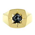 ブラックダイヤモンド メンズリング 印台 1.016ct ローズカット 18金 K18 鑑別書付 ブラックダイヤ ダイヤモンド ダイヤリング メンズ リング 男性