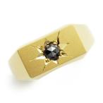 ブラックダイヤモンド 印台 メンズリング 0.15ct ローズカット 18金 K18 保証書付 ブラックダイヤ ダイヤモンド ダイヤリング メンズ リング 男性