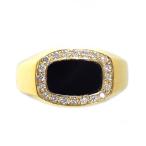 オニキス ダイヤモンド メンズリング 脇石ダイヤモンド 0.16ct(Total) 18金 K18 保証書付 指輪 イエローゴールド ゴールド リング メンズ 男性