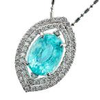 パライバトルマリン ネックレス 4.67ct オーバルミックスカット プラチナ 鑑別書付
