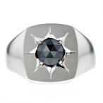 ブラックダイヤモンド 印台 メンズリング 0.898ct ローズカット プラチナ Pt 鑑別書付 ブラックダイヤ ダイヤモンド ダイヤリング メンズ リング 男性