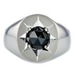 ブラックダイヤモンド 印台 メンズリング 1.508ct ローズカット プラチナ Pt 鑑別書付 ブラックダイヤ ダイヤモンド ダイヤリング メンズ リング 男性
