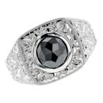 ブラックダイヤモンド メンズリング 2〜3ct ファンシーカット/ローズカット プラチナ Pt 鑑別書付 ブラックダイヤ ダイヤモンド ダイヤリング メンズ リング