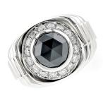 ブラックダイヤモンド メンズリング 3.455ct ローズカット プラチナ Pt 鑑別書付 ブラックダイヤ ダイヤモンド ダイヤリング メンズ リング 男性