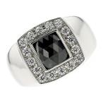 ブラックダイヤモンド メンズリング 1.647ct ファンシーカット プラチナ Pt 鑑別書付 ブラックダイヤ ダイヤモンド ダイヤリング メンズ リング 男性