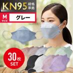 Mサイズ 30枚入 グレー 不織布 4層構造 使い捨て 大人用 立体マスク 扇形マスク KF94 KN95 飛沫防止 花粉対策 防護マスク