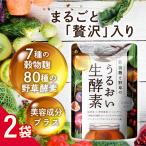 酵素 サプリ 穀物麹と野草のうるおい生酵素 コンブチャ 乳酸菌 80種類の野草酵素 2袋セット コラーゲン ヒアルロン酸 プラセンタ