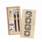 ピーナッツ 木箱入ペア染付箸セット SN80-842H 出産内