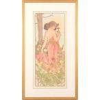 アルフォンス・ミュシャ 花・カーネーション アールヌーボー 絵画 インテリア 複製版画 リトグラフ プレゼント コレクション 新築祝い 開店祝い 新品額付き