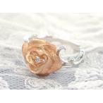 K18 ピンクゴールド ダイヤモンド ローズ リング 指元で咲くピンクのプティローズ 18K 18金 ...