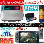 【お得なセット ケース＆フィルム】 送料無料 Nintendo Switch キャリングケース 液晶保護シート 耐衝撃  ブルーライトカット AIFS-SWKC