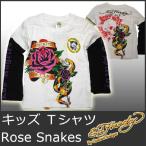 エドハーディー Tシャツ キッズ 男の子 女の子 2才-4才 長袖 薔薇&蛇/白 丸首 エド ハーディー EDHARDY 正規品 キットソン KITSON 0125
