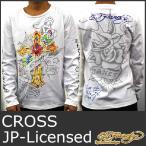 エドハーディー Tシャツ メンズ EDHARDY ロンT クロス 十字架 5272 ホワイト 白 長袖