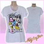 マイティーファイン Tシャツ レディース シースルー 半袖 ミッキー&ミニー/白 Disney ディズニー MightyFine MIGHTY FINE マイティファイ MiniFine 1002