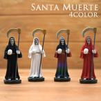 ショッピングサンタ サンタムエルテ オブジェ 全4色 ブラック ホワイト マルチカラー レッド サイズ 約9.3cm インテリア Santa Muerte サンタ ムエルテ 置物  飾り メキシコ 雑貨