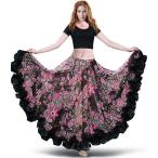 新着　ベリーダンス　衣装　スカート　ロングスカート　ジプシー　フラメンコ　社交ダンス　360度　花柄　hj6041