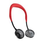 扇風機 ハンズフリー 首かけ ダブルファン ハンズフリー ポータブル扇風機 レッド